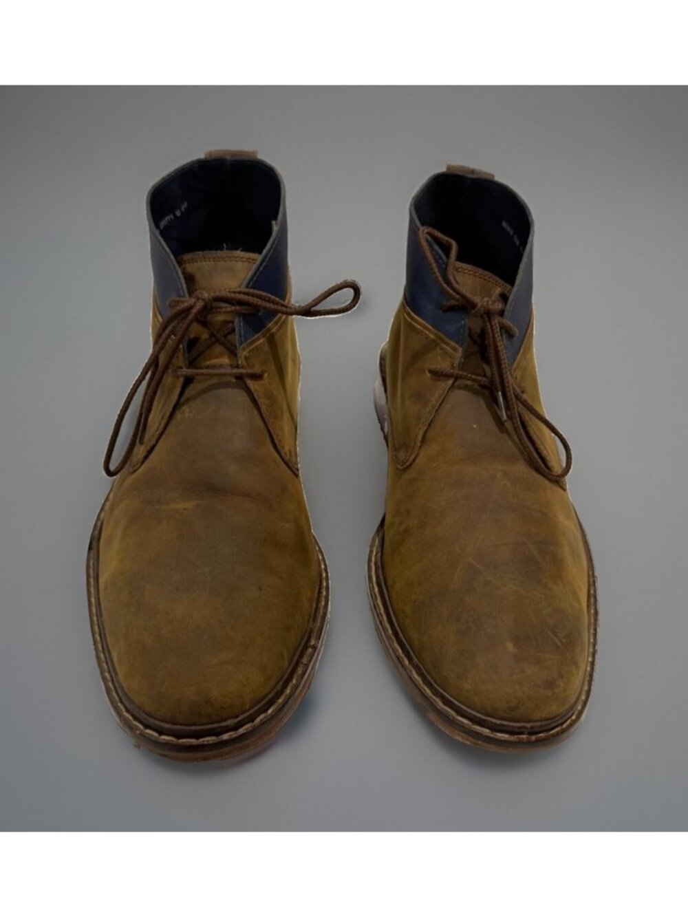 Cole Haan Mens Size 12 Distressed Leather Colton Chukka Boots Copper Peacoat